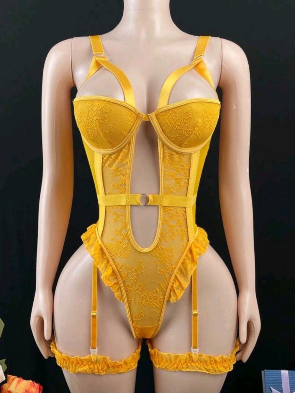 Shein Sexy Yellow Lingerie Set, Size XL